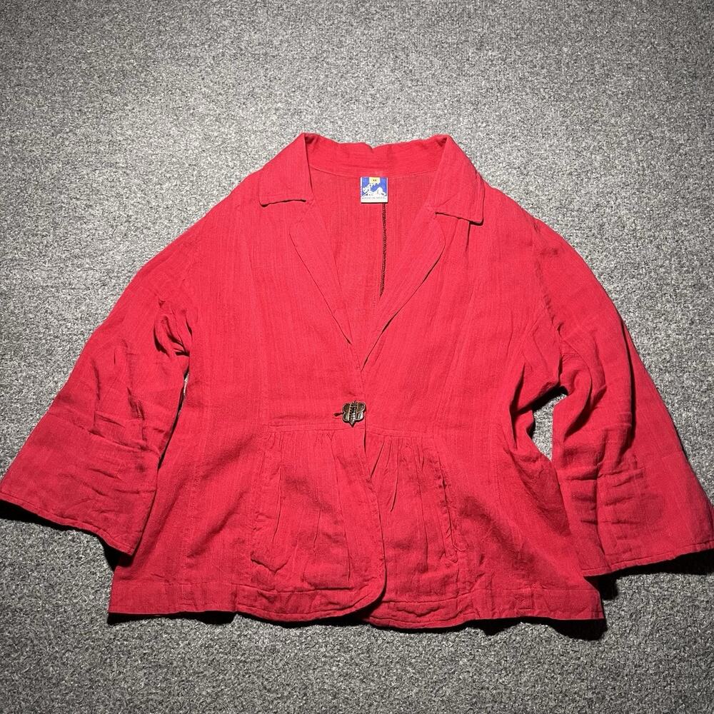Vintage Cheppu Top Women Medium Pink Nepal Butterfly Cotton Lightweight Jacket